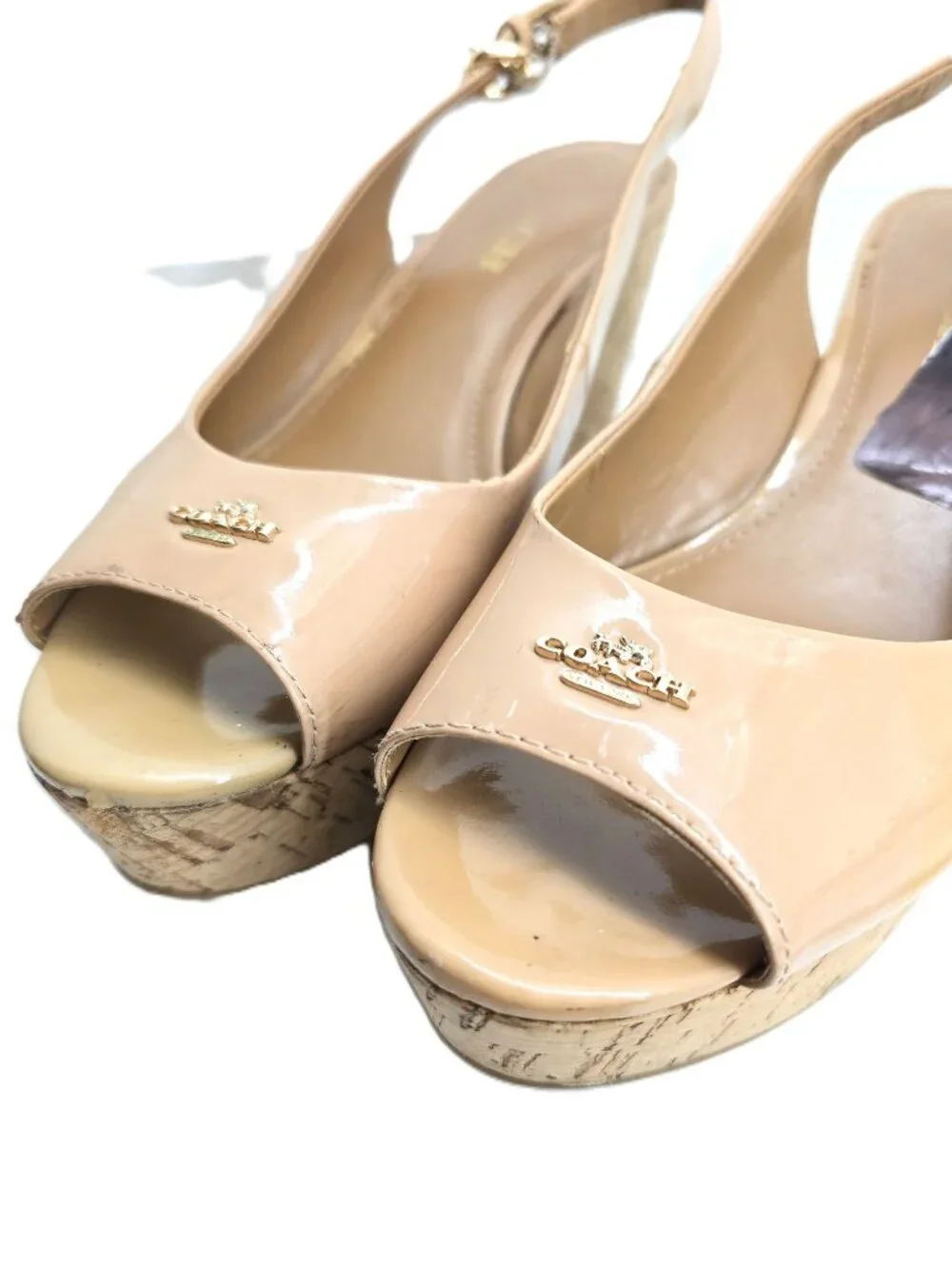 Coach tan patent